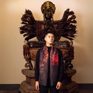 Khăn đũi dài tơ tằm Ánh sáng Đỏ vàng 45*180 cm